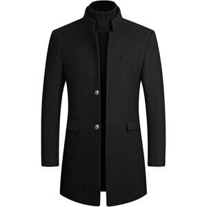 Lu's Chic Men's Single Breasted Trench Coat Warm Dress